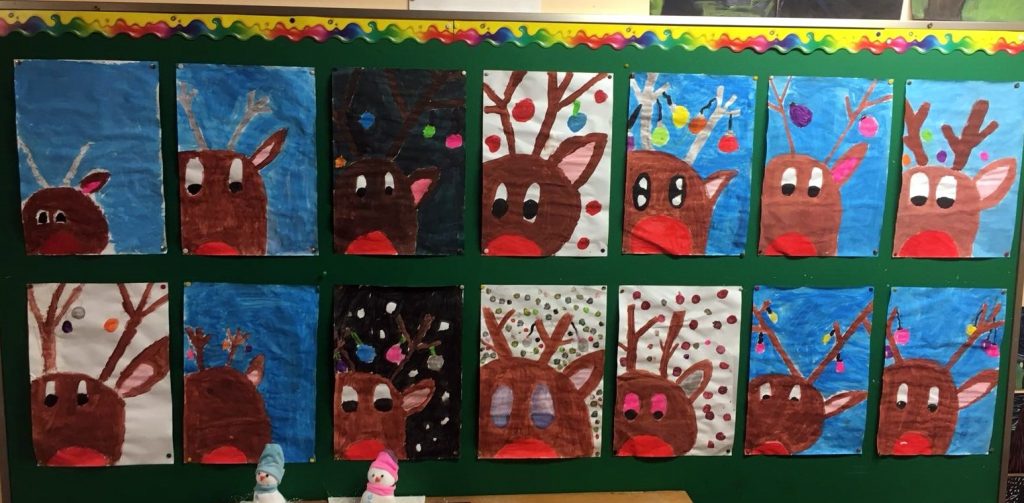 reindeer 1024x503 - Christmas Art in 5th Class
